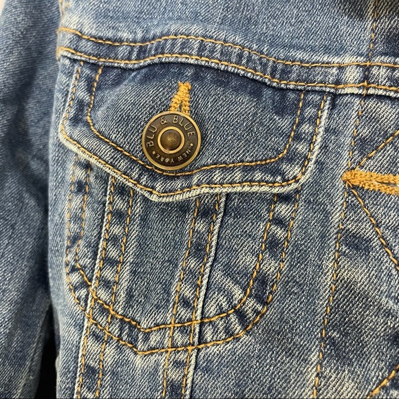 BLU & BLUE Distressed Denim Jacket with Buttons - Size 5 Little Kids - Picture 9 of 9